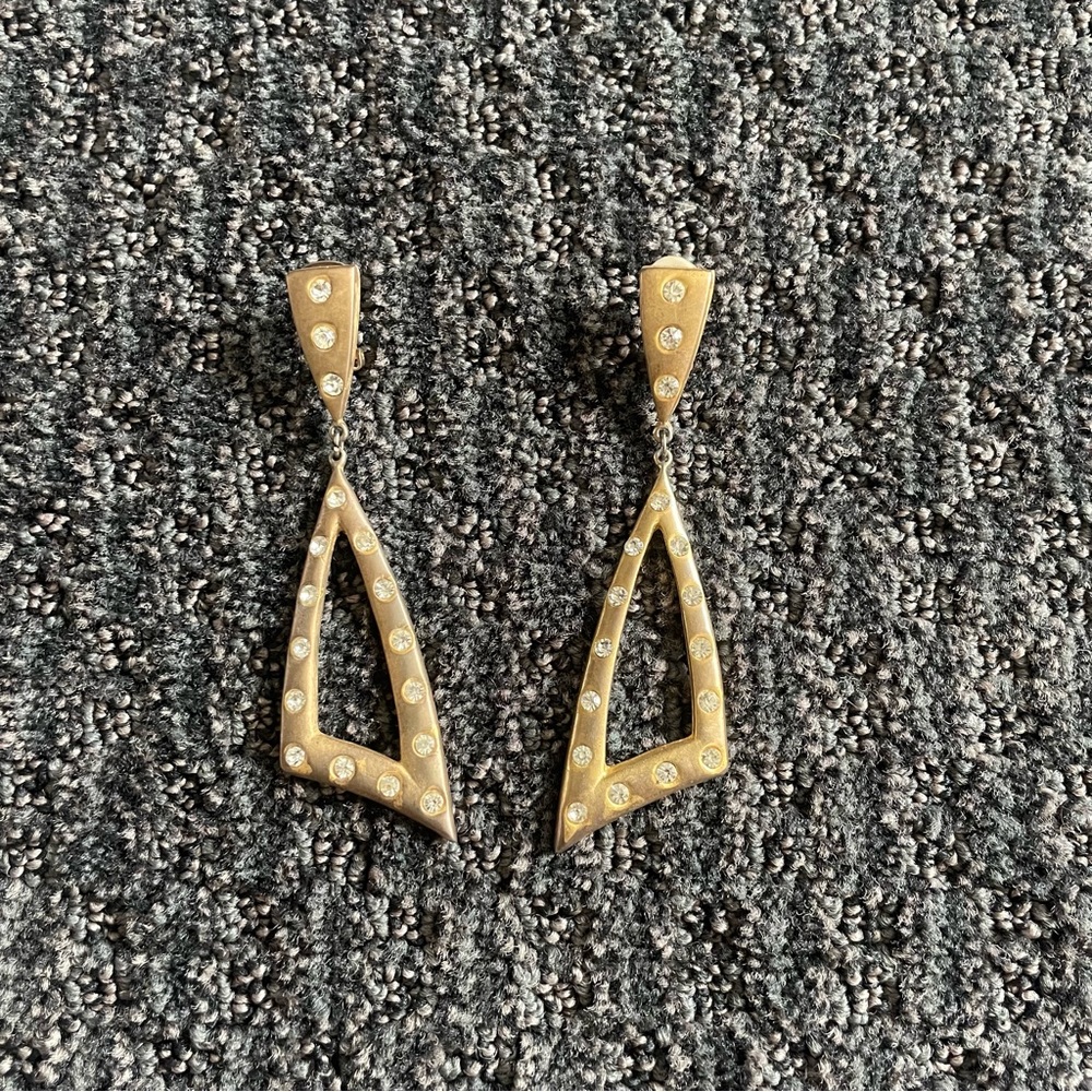 Vintage Faux Gold Studded Clip On Earrings